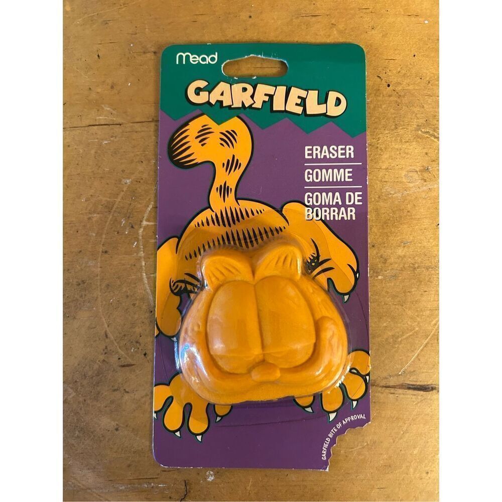 VINTAGE Garfield Face Eraser Mead Paws NEW In Package Bite Of Approval USA Ohio